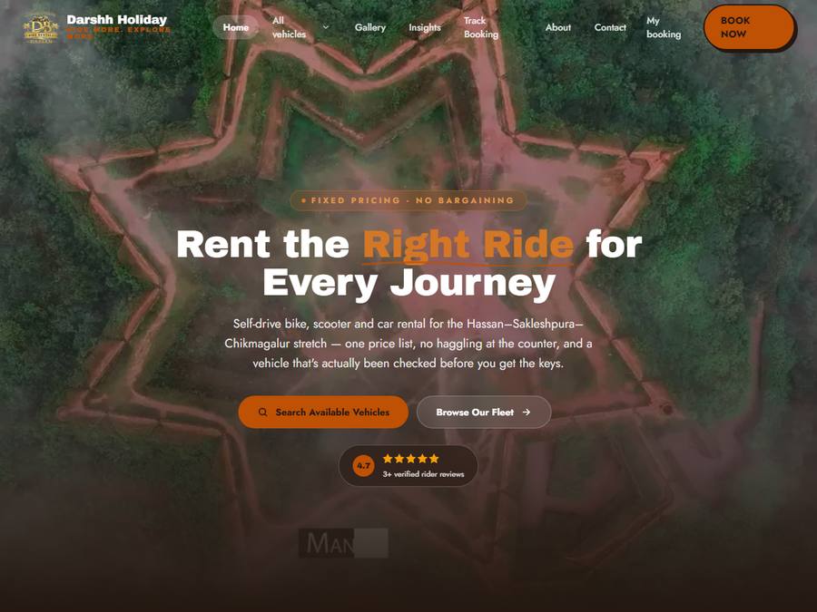 Darshh Bike Rentals website