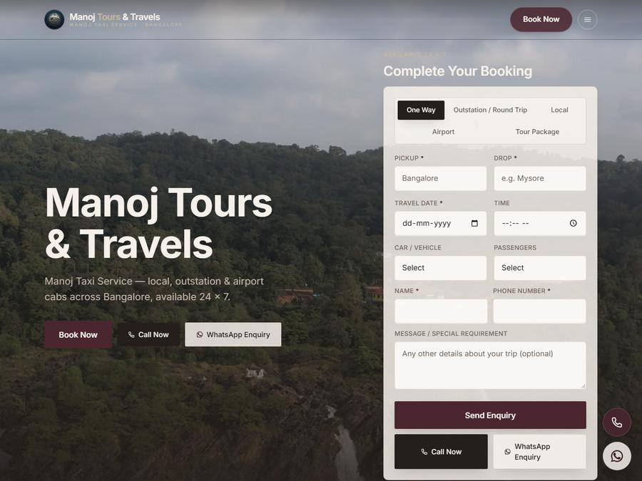 Manoj Tours & Travels website