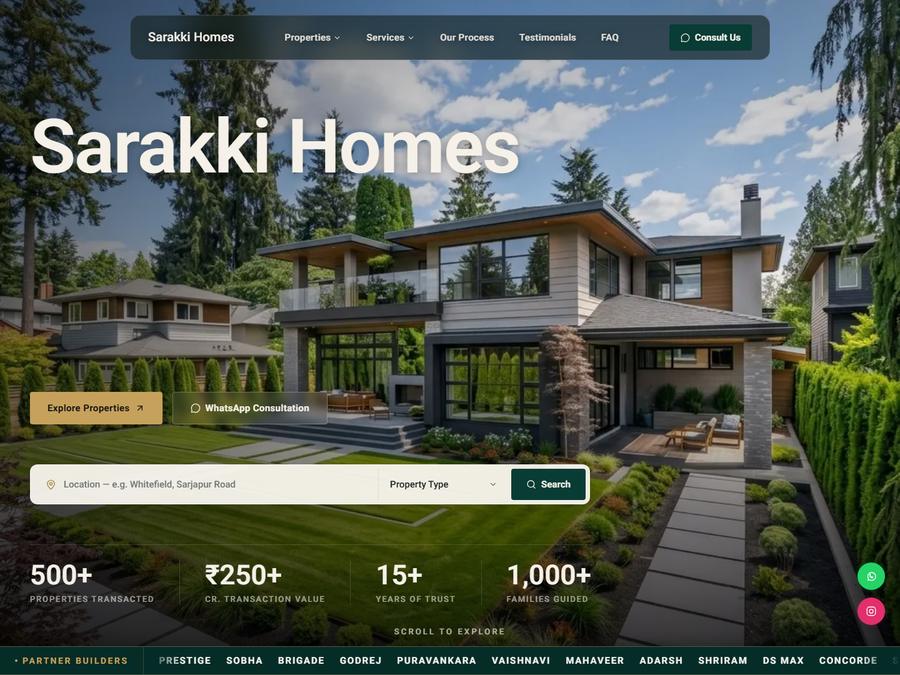 Sarakki Homes website
