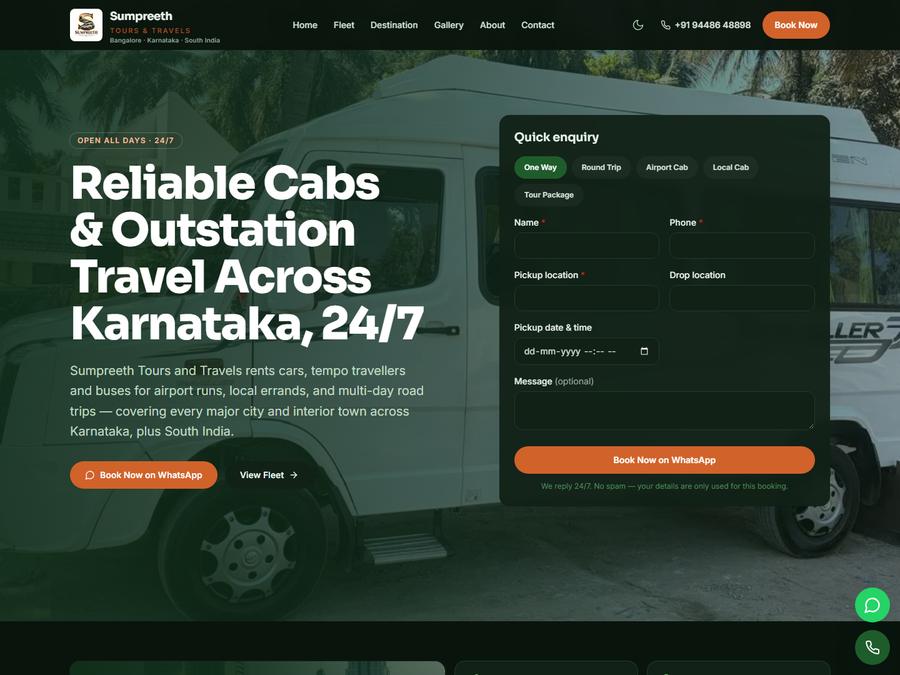 Sumpreeth Tours & Travels website