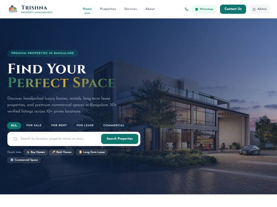 Trishna Property Management website
